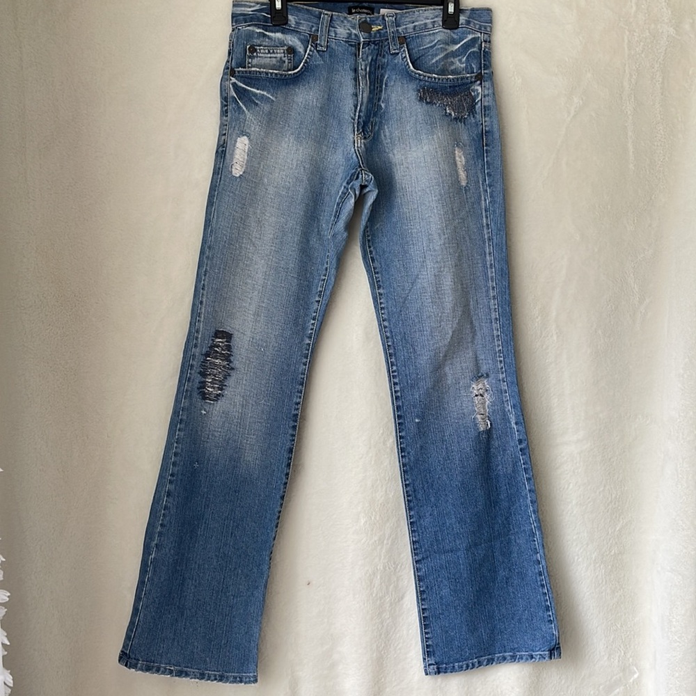 Le Chateau Mens Straight Cut Distressed Jeans Size 30